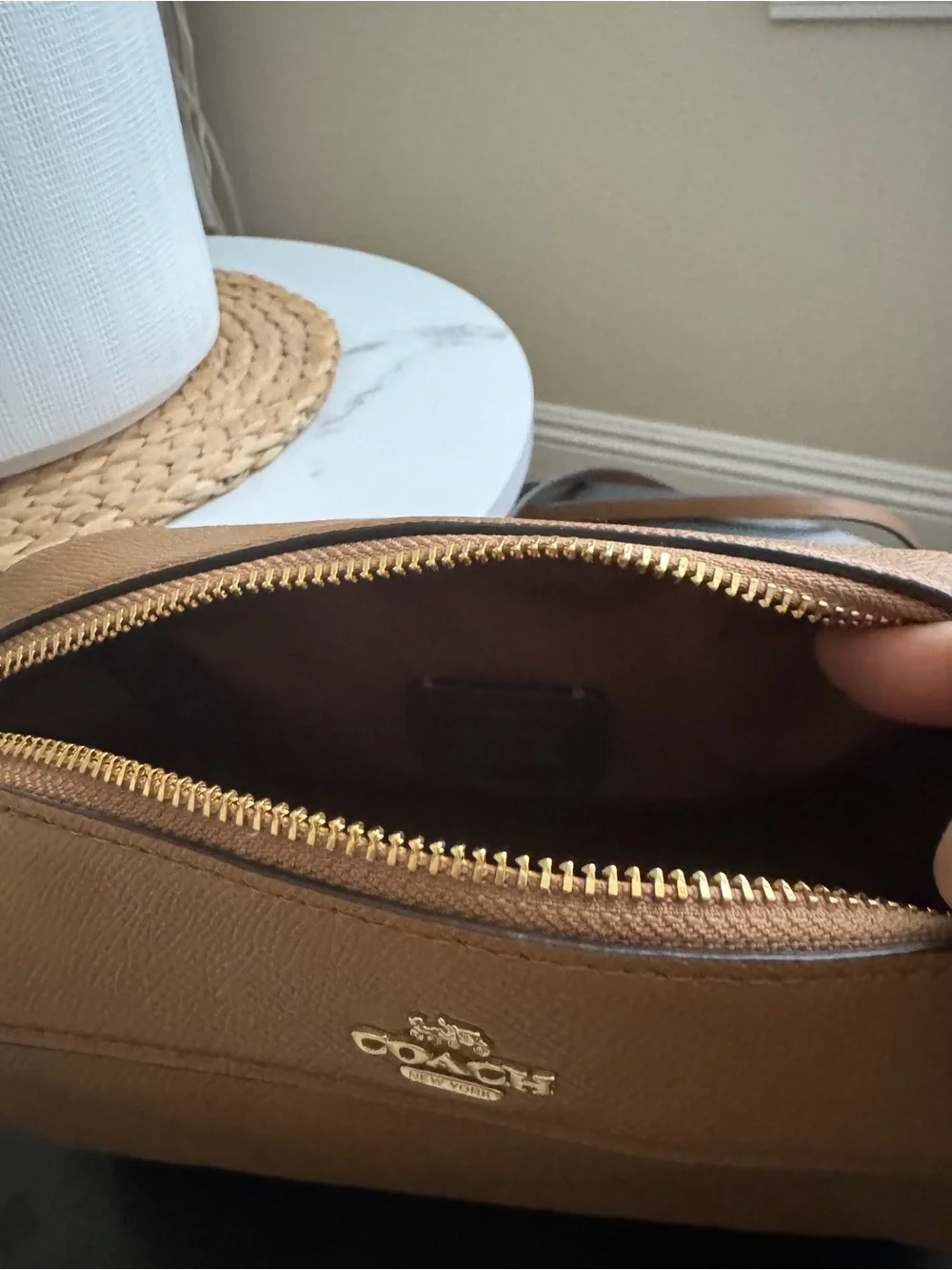 Coach Cognac Pebbled Leather Crossbody Bag